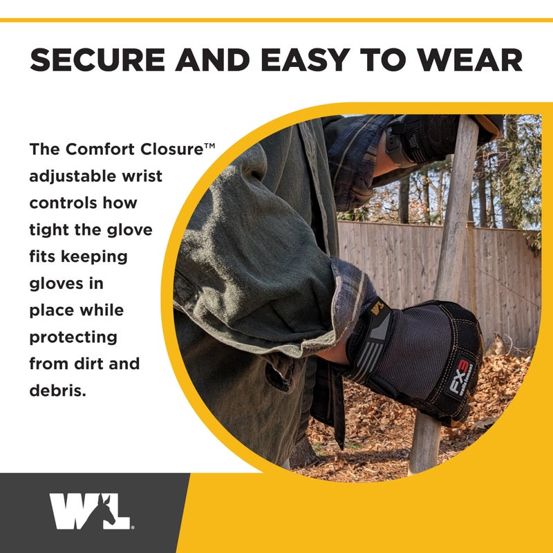 Wells Lamont FX3 Men's Work Gloves â€“ Dexterity, Synthetic Leather Palm, Reinforced Fingertipsâ€“ Stretch Spandex for Comfort â€“ Touchscreen-Ready, All-Purpose Use, Ergonomic Fitâ€“ Black, X-Large (7853XLC) - Image 4